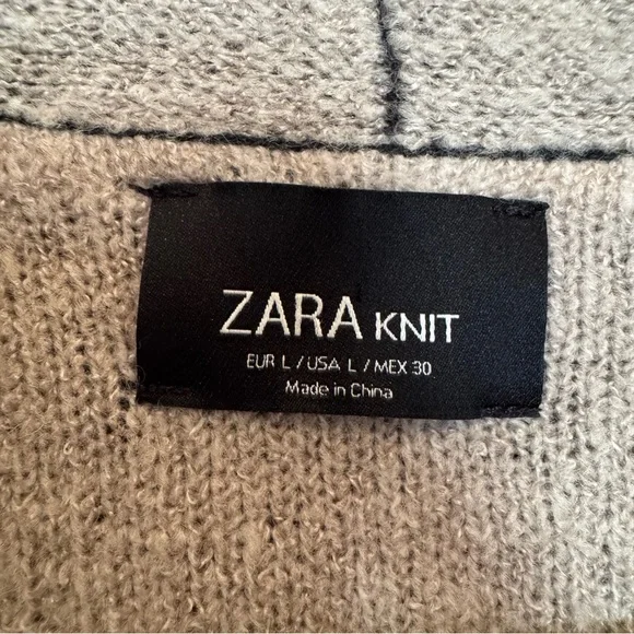 Women’s Zara Knit Black & Tan Cardigan, Large - Picture 7 of 11